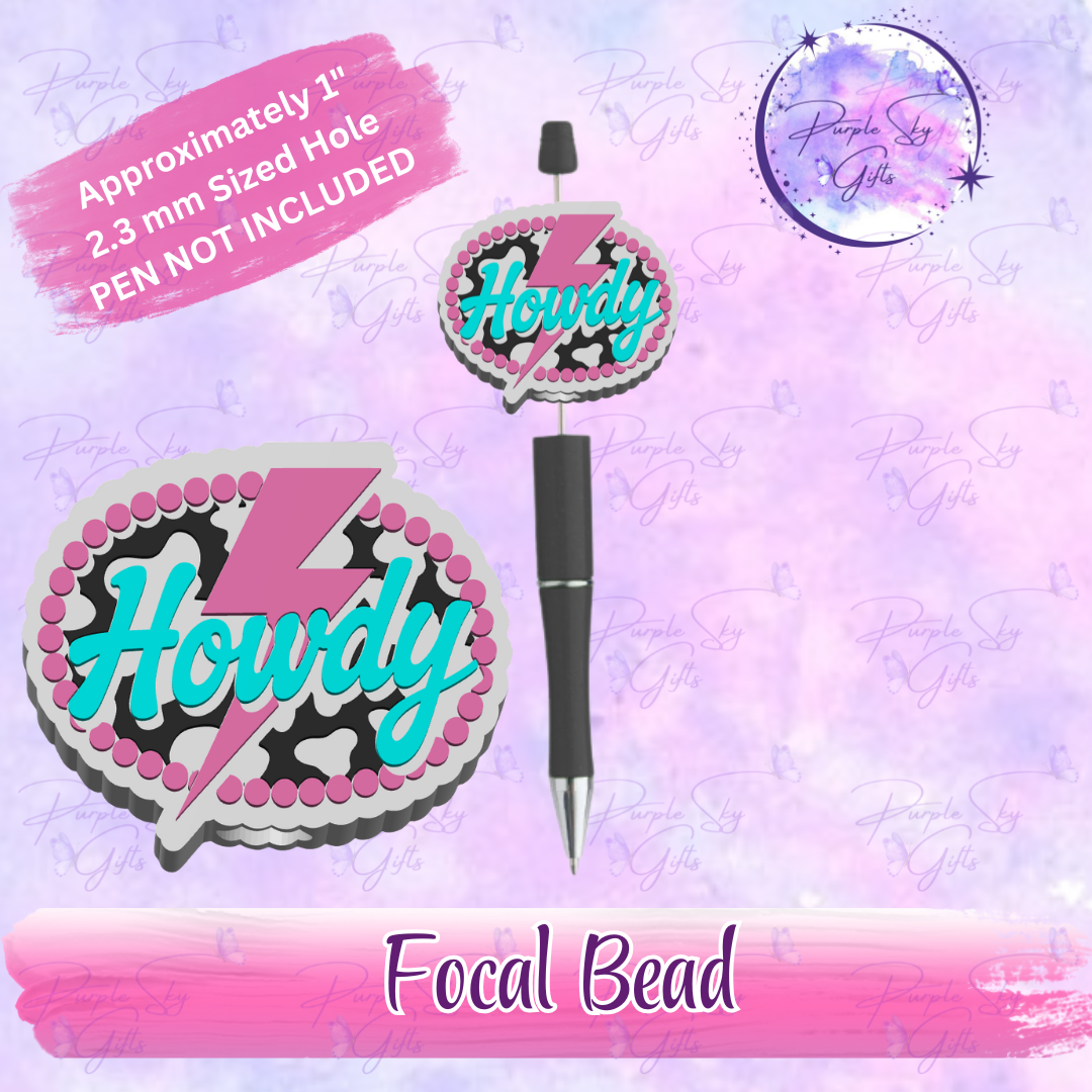 Cow Print Howdy Focal Bead