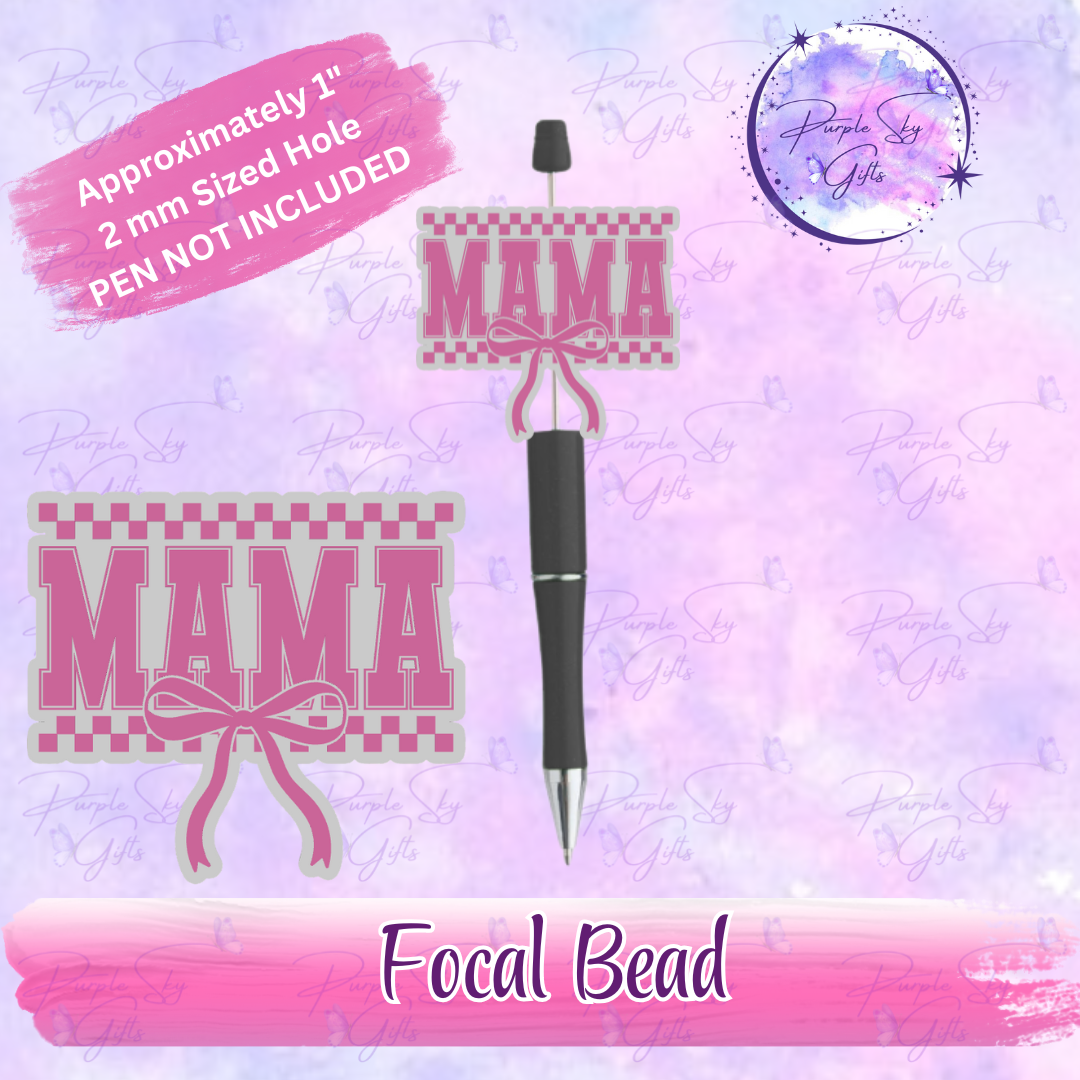 Checkered Print Mama with Bow Focal Bead