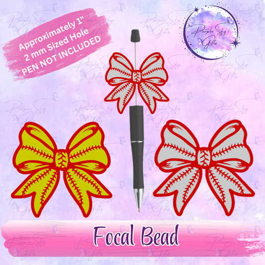 Baseball/Softball Bow Focal Bead