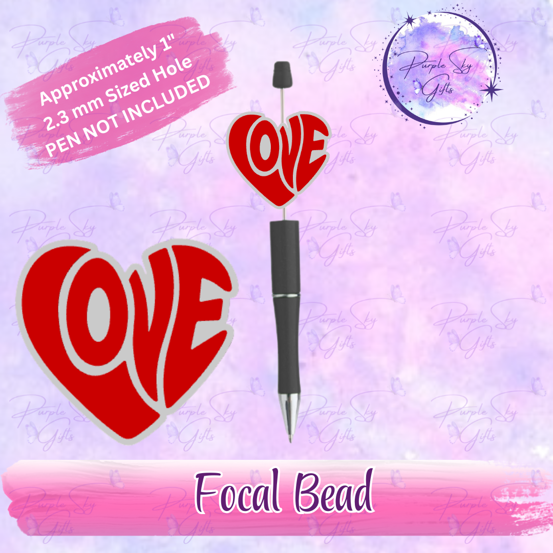 Love Heart Valentine's Focal Bead