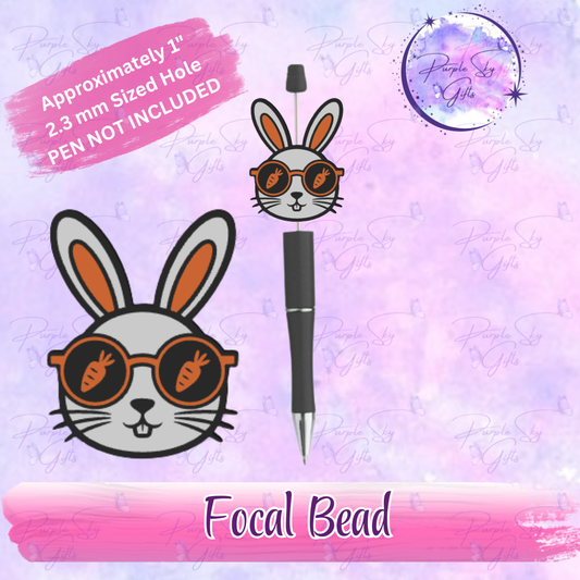 Easter Bunny Carrot Glasses Focal Bead