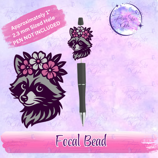 Floral Raccoon Focal Bead