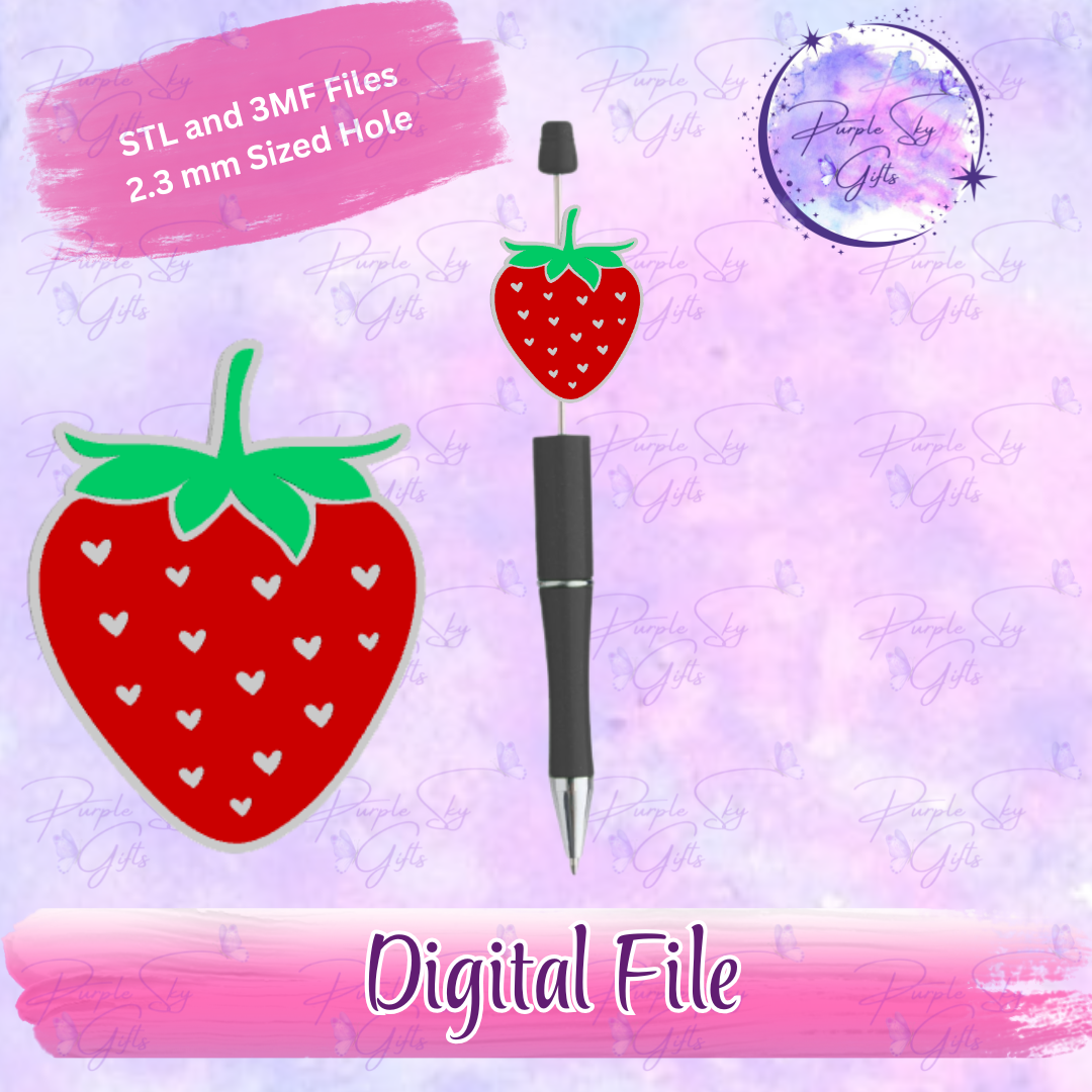 Heart Strawberry Focal Bead Digital STL and 3MF Files