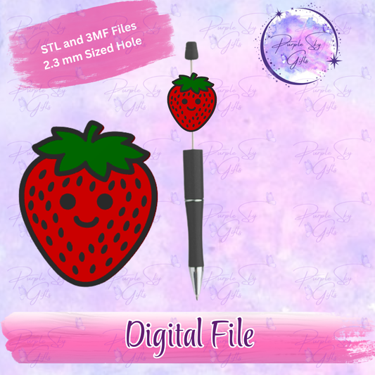Kawaii Strawberry Focal Bead Digital STL and 3MF Files
