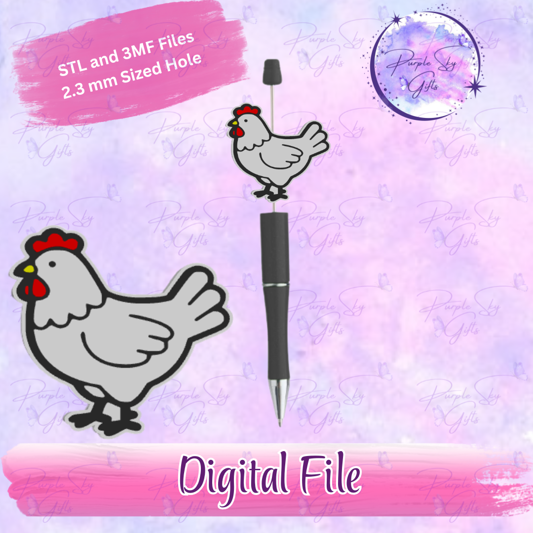 Chicken Hen Focal Bead Digital STL and 3MF Files
