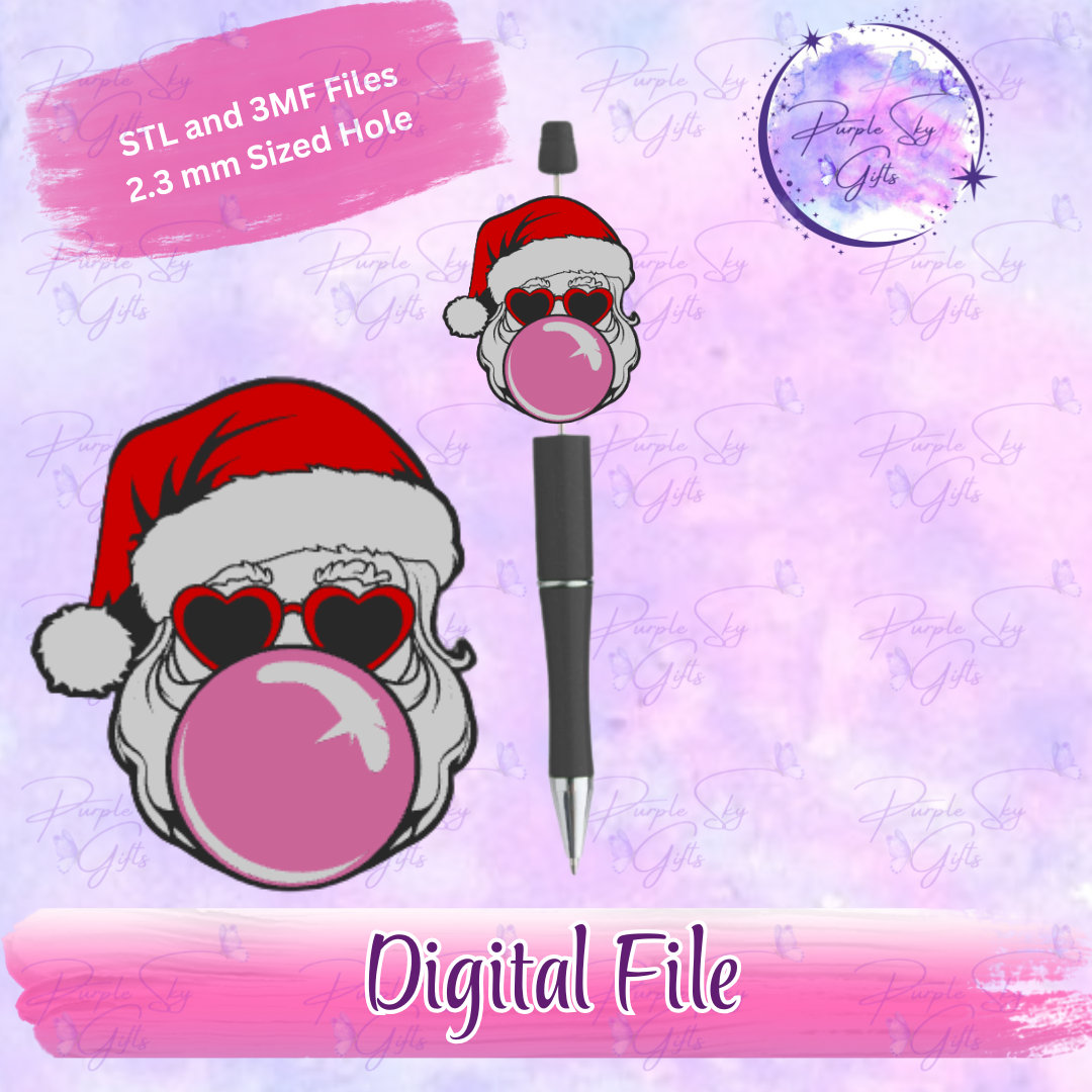 Bubblegum Santa Focal Bead Digital STL and 3MF Files