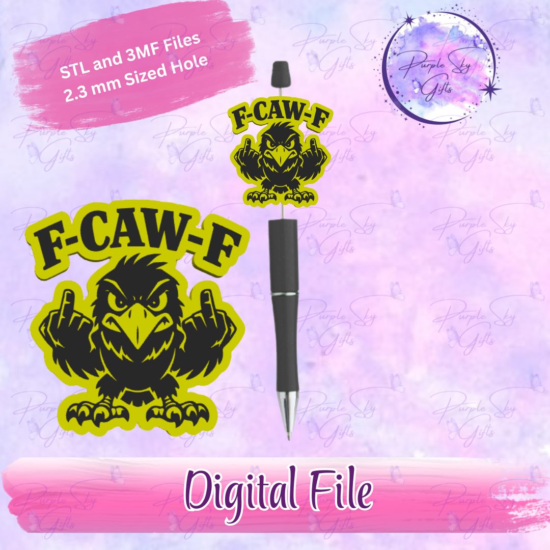 F Caw F Focal Bead Digital STL and 3MF Files