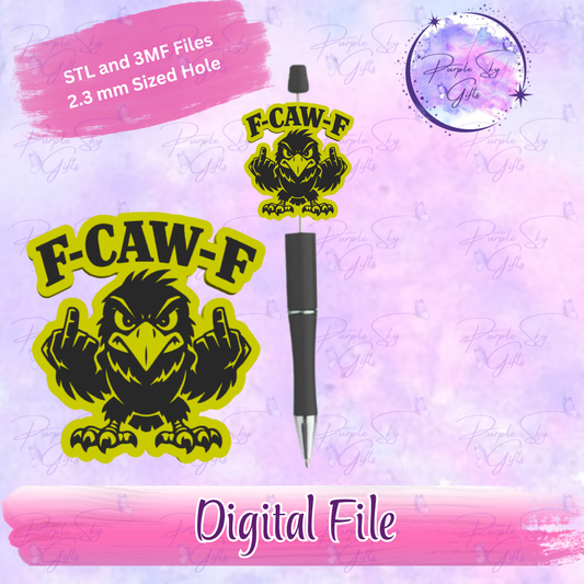 F Caw F Focal Bead Digital STL and 3MF Files