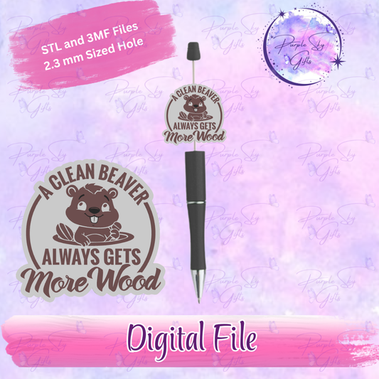 A Clean Beaver Gets More Wood Focal Bead Digital STL and 3MF Files