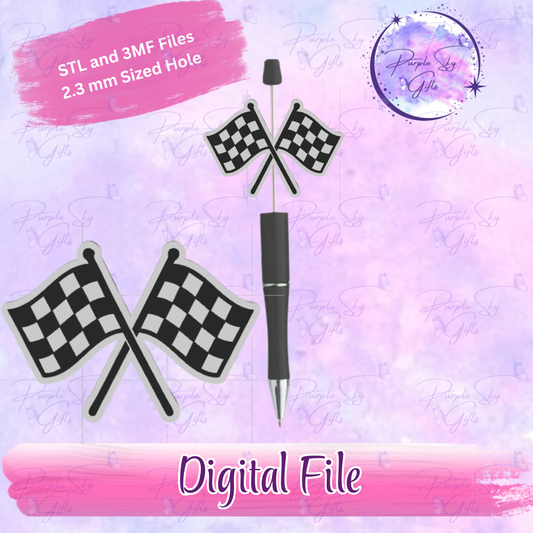 Checkered Racing Flags Focal Bead Digital STL and 3MF Files
