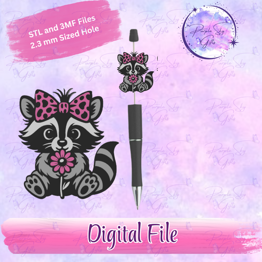 Cute Raccoon Focal Bead Digital STL and 3MF Files