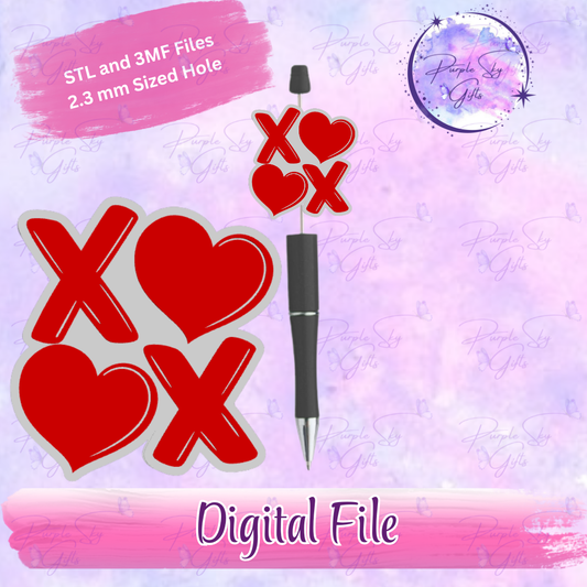 XOXO Focal Bead Digital STL and 3MF Files