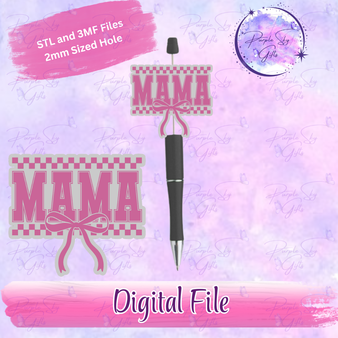 Checkered Print Mama with Bow Focal Bead Digital STL and 3MF Files