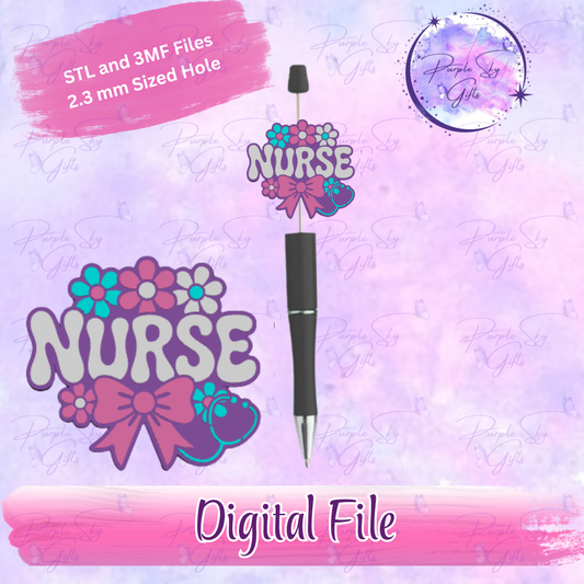 Floral Nurse Focal Bead Digital STL and 3MF Files