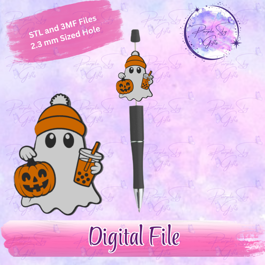 Bubble Tea Ghost Focal Bead Digital STL and 3MF Files