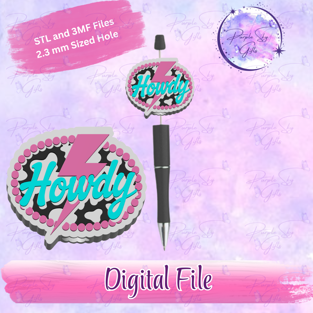 Cow Print Howdy Focal Bead Digital STL and 3MF Files