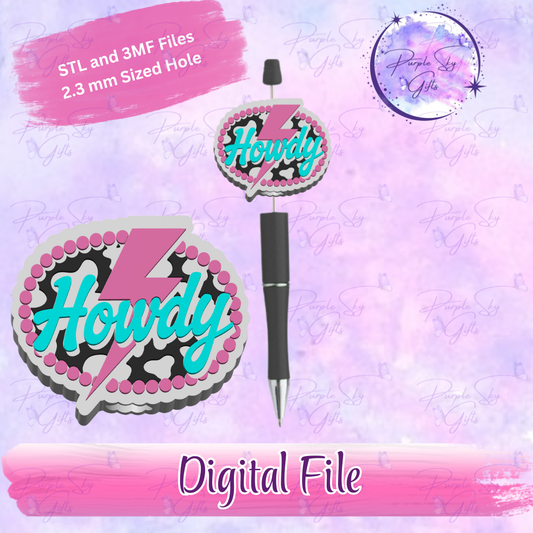 Cow Print Howdy Focal Bead Digital STL and 3MF Files