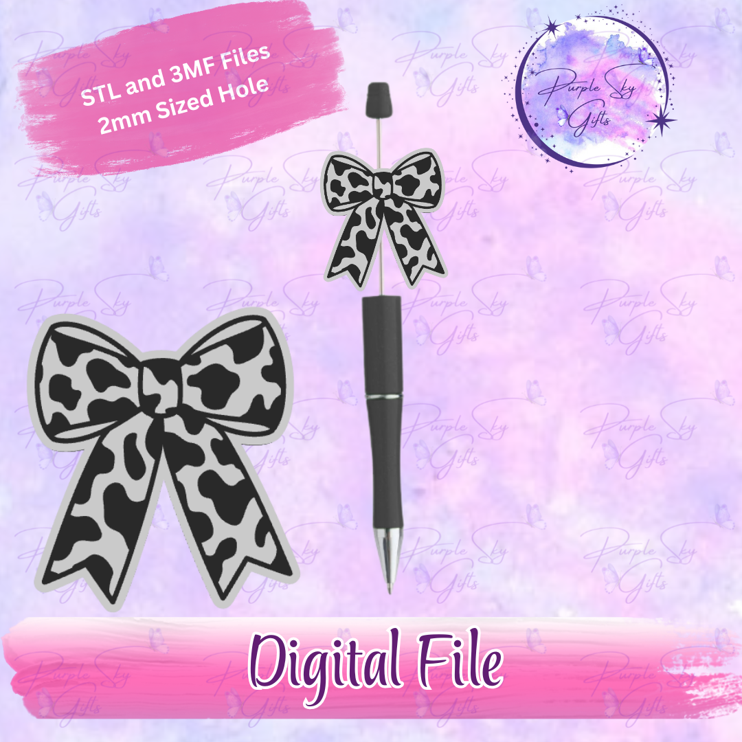 Cow Print Bow Focal Bead Digital STL and 3MF Files