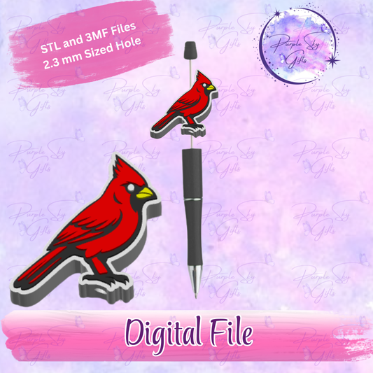 Cardinal Bird Focal Bead Digital STL and 3MF Files