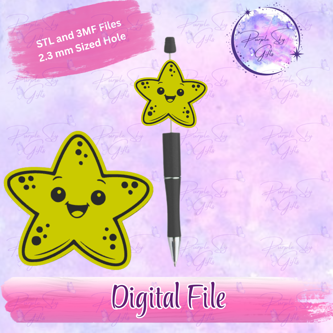Starfish Focal Bead Digital STL and 3MF Files