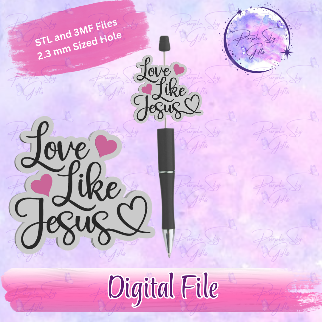 Love Like Jesus Focal Bead Digital STL and 3MF Files