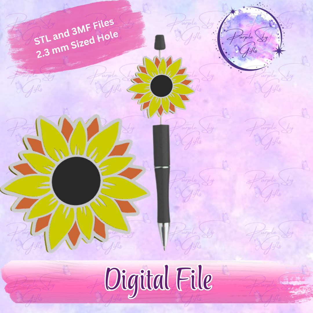 Sunflower Focal Bead Digital STL and 3MF Files