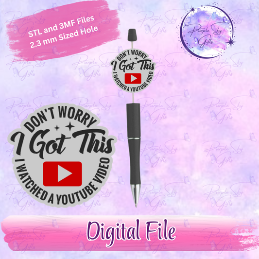 Don't Worry I Got This Focal Bead Digital STL and 3MF Files