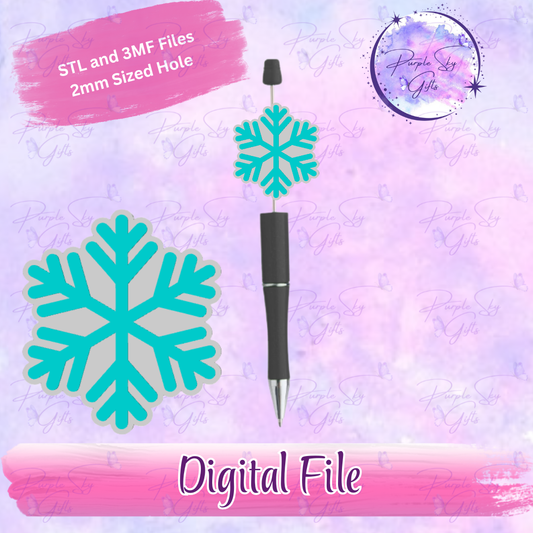 Snowflake Focal Bead Digital STL and 3MF Files