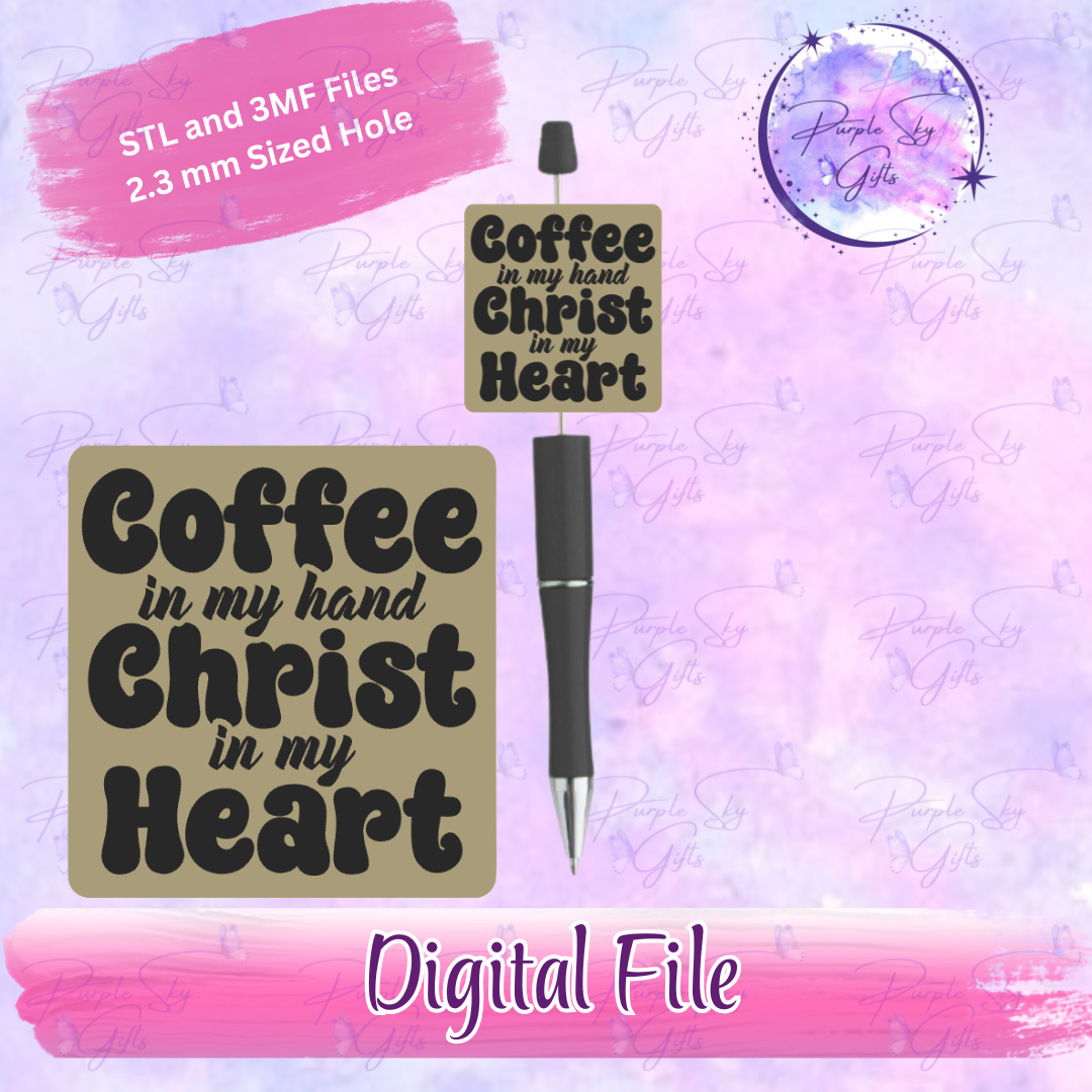 Coffee In My Hand Christ In My Heart Focal Bead Digital STL and 3MF Files