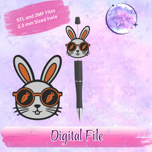 Easter Bunny Carrot Glasses Focal Bead Digital STL and 3MF Files