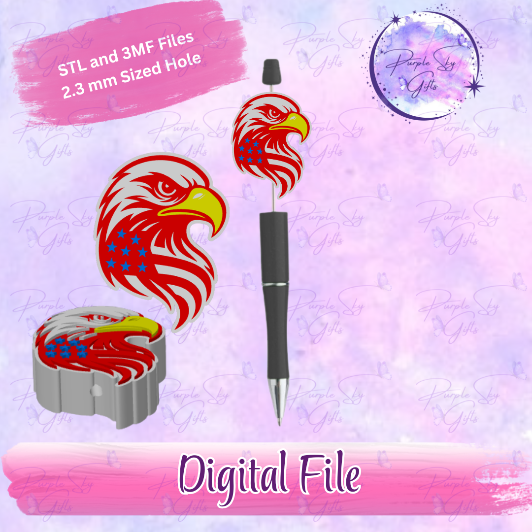 American Flag Eagle Head Focal Bead Digital STL and 3MF Files
