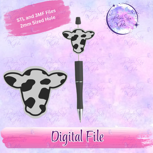 Cow Print Head Focal Bead Digital STL and 3MF Files