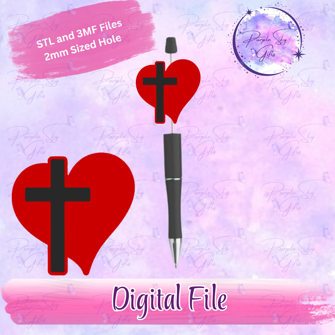 Heart and Cross Focal Bead Digital STL and 3MF Files