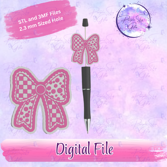 Checkered Print Polka Dot Bow Focal Bead