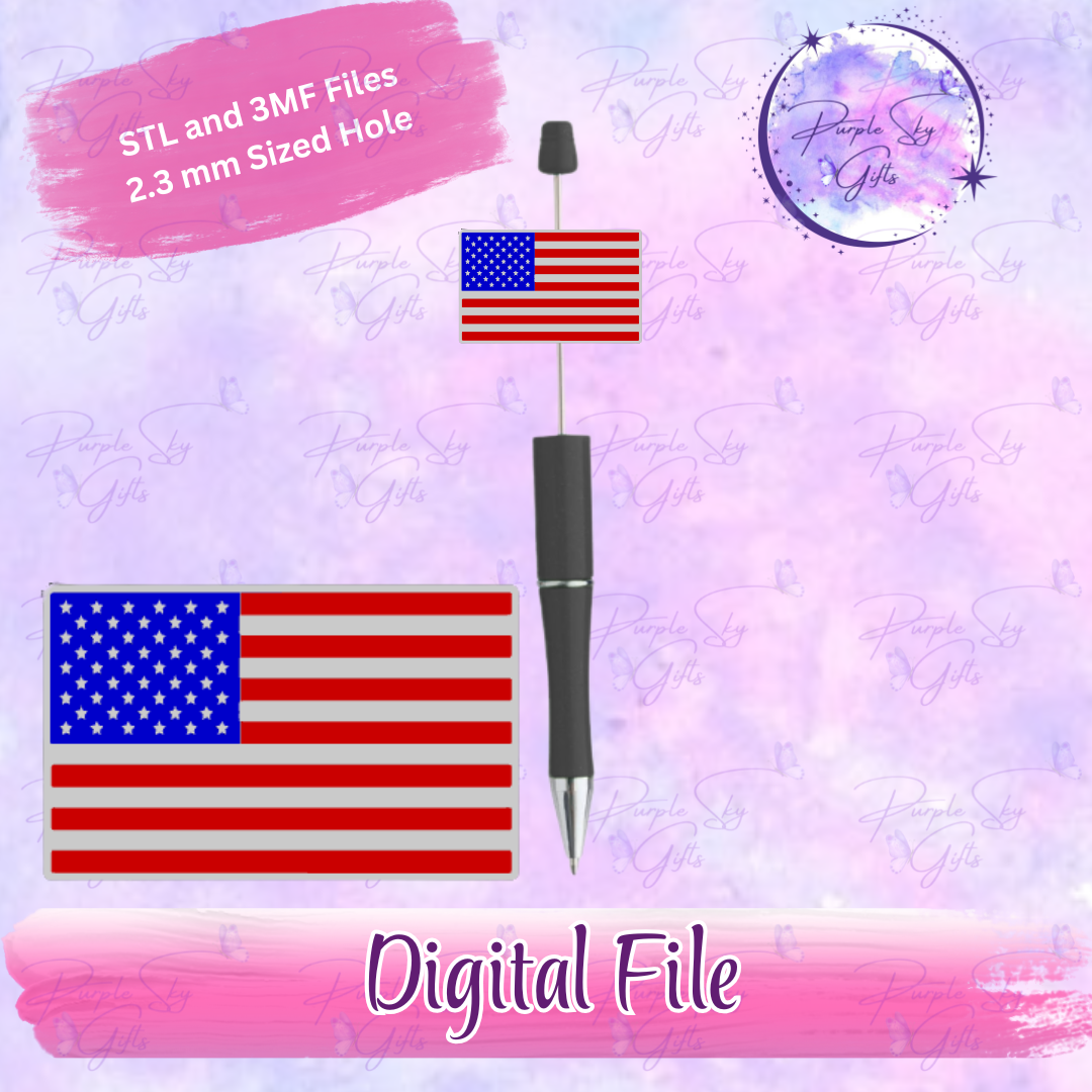 American Flag Focal Bead Digital STL and 3MF Files