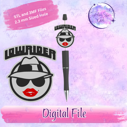 Lowrider Woman Female with Wording Focal Bead Digital STL and 3MF Files