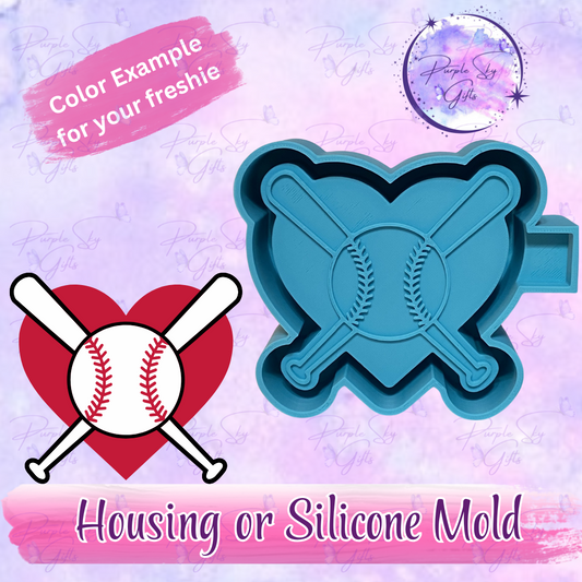 Baseball Heart with Bats Freshie Housing or Silicone Mold