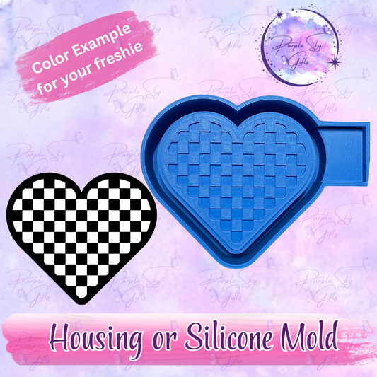 Checkered Print Heart Freshie Housing or Silicone Mold