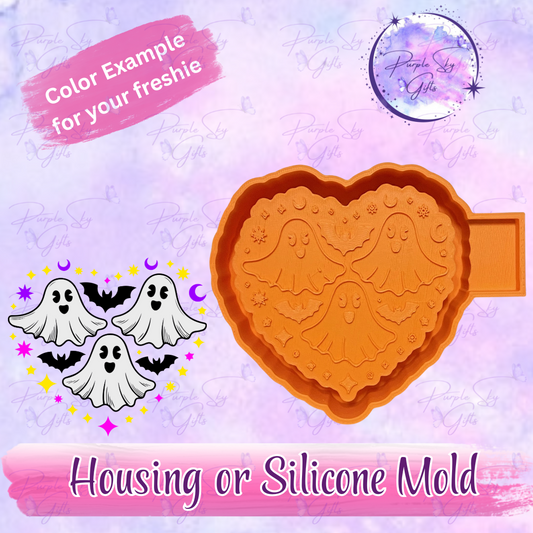 Heart Bats and Ghosts Halloween Housing or Silicone Mold