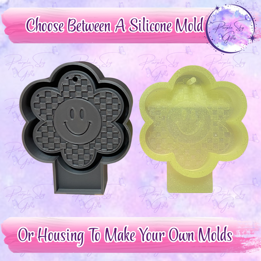 Checkered Print Flower Mold Housing or Silicone Mold