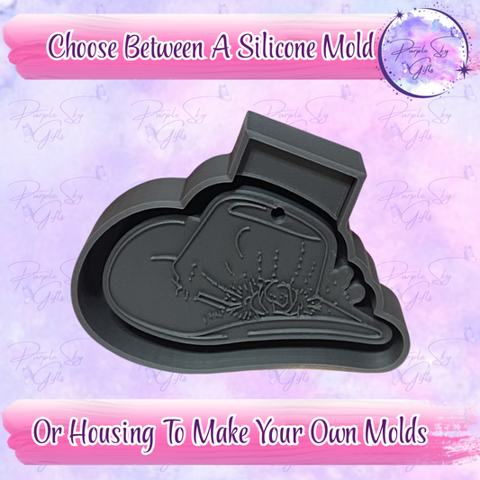 Floral Cowgirl Hat Mold Housing or Silicone Mold
