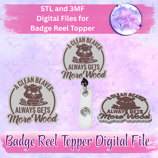 A Clean Beaver Gets More Wood Badge Reel Topper STL and 3MF Files