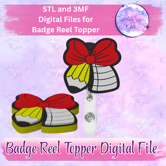Teacher Apple Pencil Bow Badge Reel Topper STL and 3MF Files