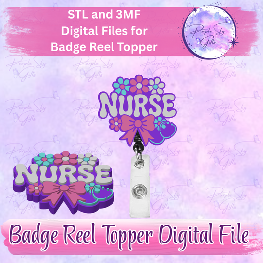 Floral Nurse Badge Reel Topper STL and 3MF Files