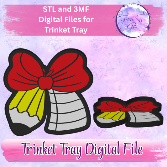 Teacher Apple Pencil Bow Trinket Tray Digital STL and 3MF Files