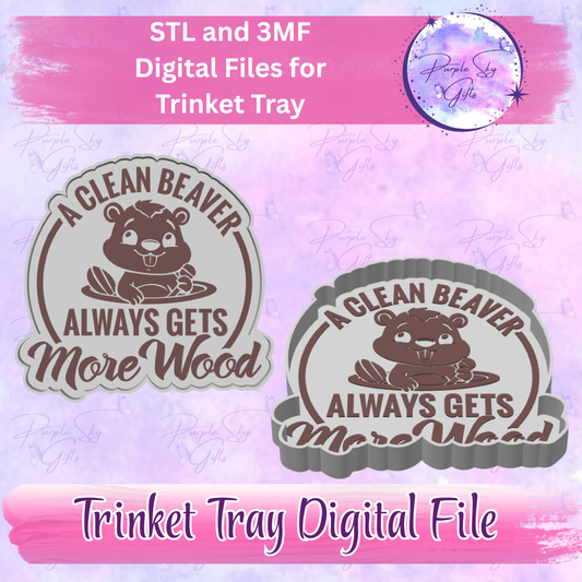 A Clean Beaver Gets More Wood Trinket Tray Digital STL and 3MF Files