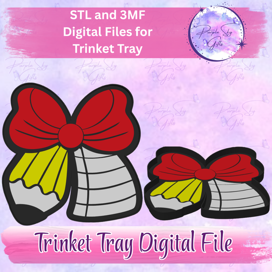 Teacher Round Pencil Bow Trinket Tray Digital STL and 3MF Files