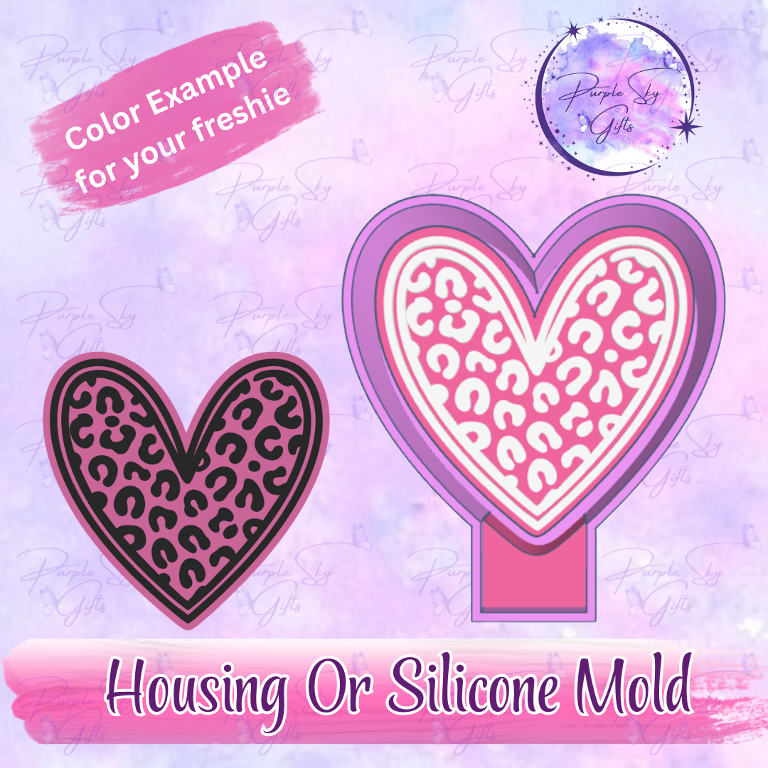Leopard Print Heart Freshie Mold Housing OR Silicone Mold