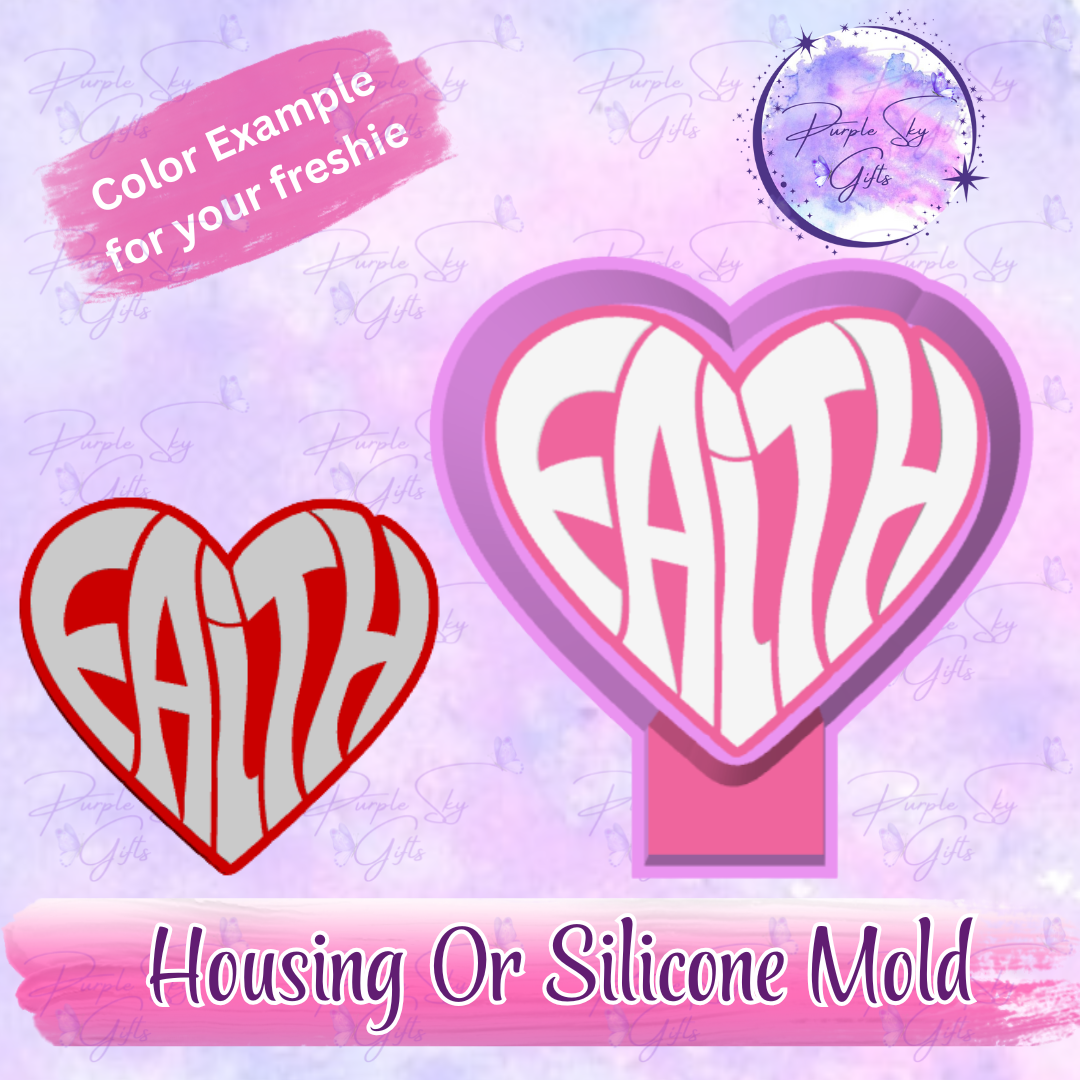 Faith Christian Heart Freshie Mold Housing or Silicone Mold