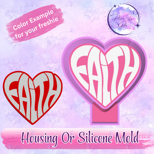 Faith Christian Heart Freshie Mold Housing or Silicone Mold